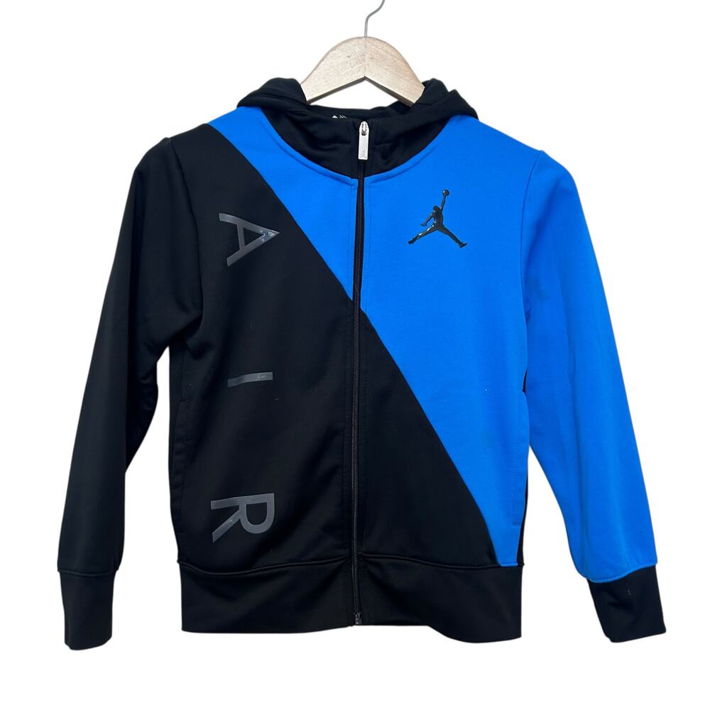 Nike Air Jordan Therma Fit Black Blue Full Zip Hoodie Sz S 8-10